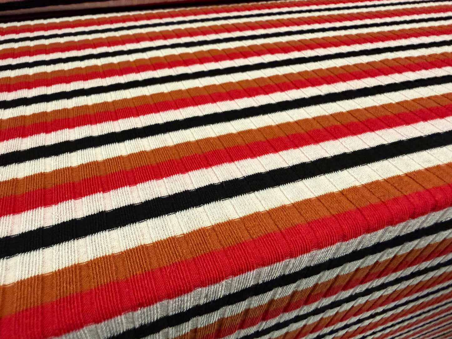 Stretch Spandex rib jersey fabric, per metre - red & terracotta