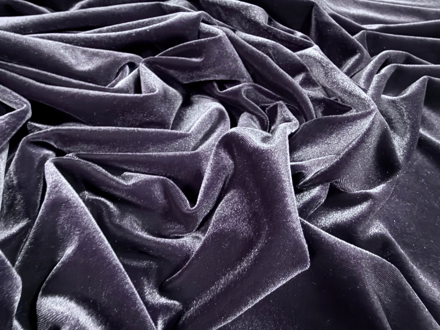 Spandex velvet stretch dress fabric, per metre - plain - grape