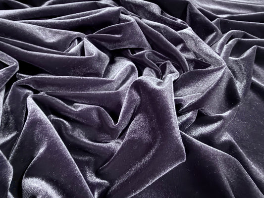 Spandex velvet stretch dress fabric, per metre - plain - grape