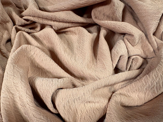 Embossed stretch spandex double jersey fabric, per metre - zebra pattern - nude