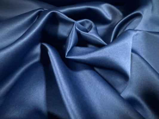 Woven sateen fabric, per metre - plain - blue