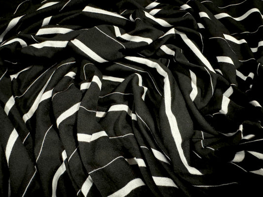 Viscose single jersey fabric, per metre - stripe - black & white