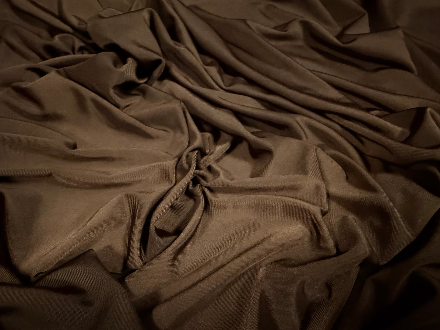 Soft touch spandex stretch jersey fabric, per metre - plain - brown