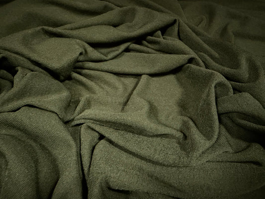Thick & thin stretch spandex single jersey fashion fabric, per metre - plain - olive green