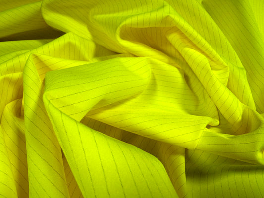 Pongee woven dress fabric, per metre - pinstripe - fluorescent yellow