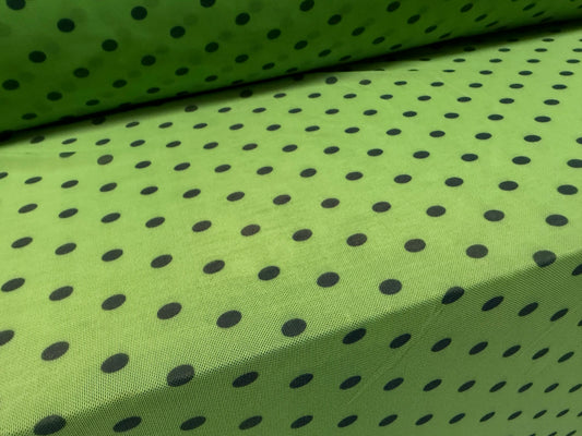 Power mesh net stretch spandex fabric, per metre - polka dot print - green