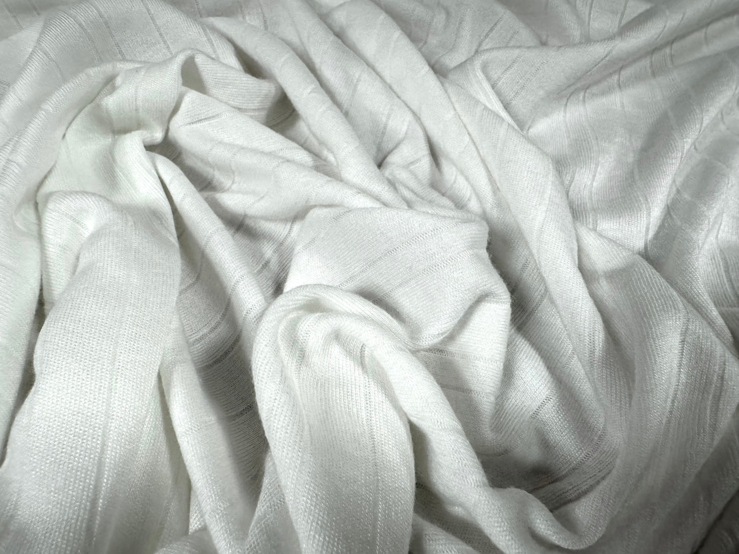 Thermal jersey fabric, per metre - needleout pinstripe - white