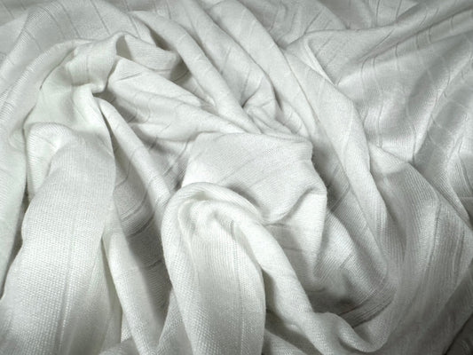 Thermal jersey fabric, per metre - needleout pinstripe - white
