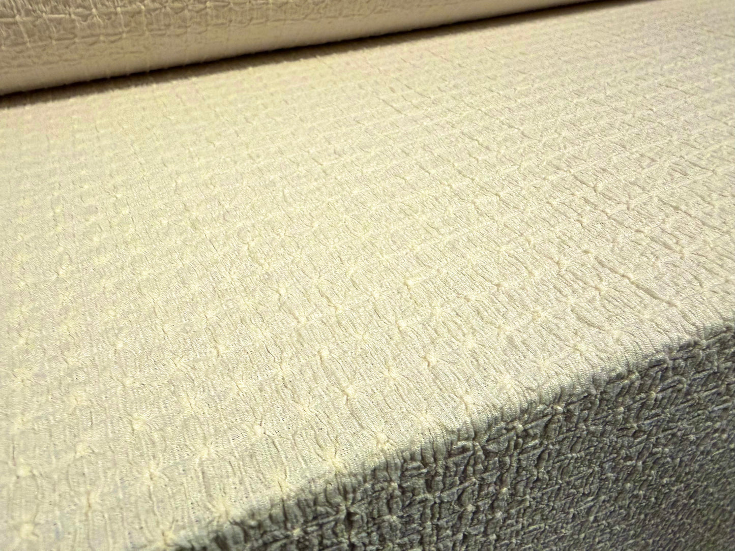 Waffle jacquard stretch spandex jersey fabric, per metre - cream
