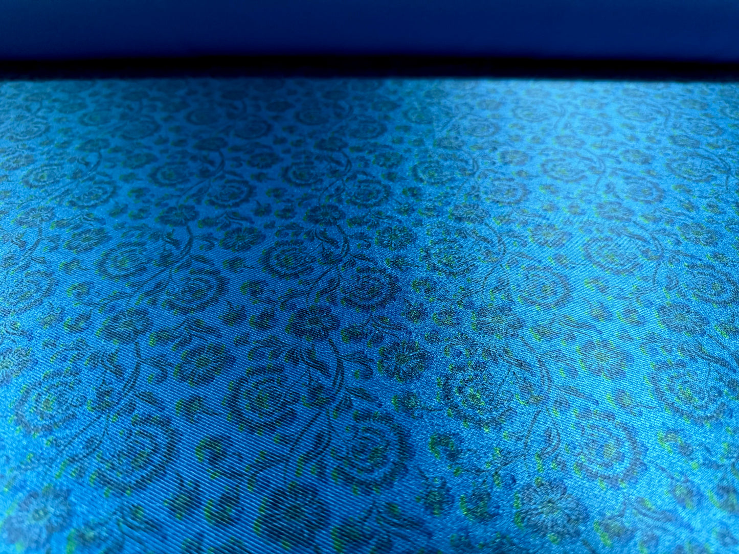 Stretch satin activewear jersey fabric, per metre - floral print - cobalt blue