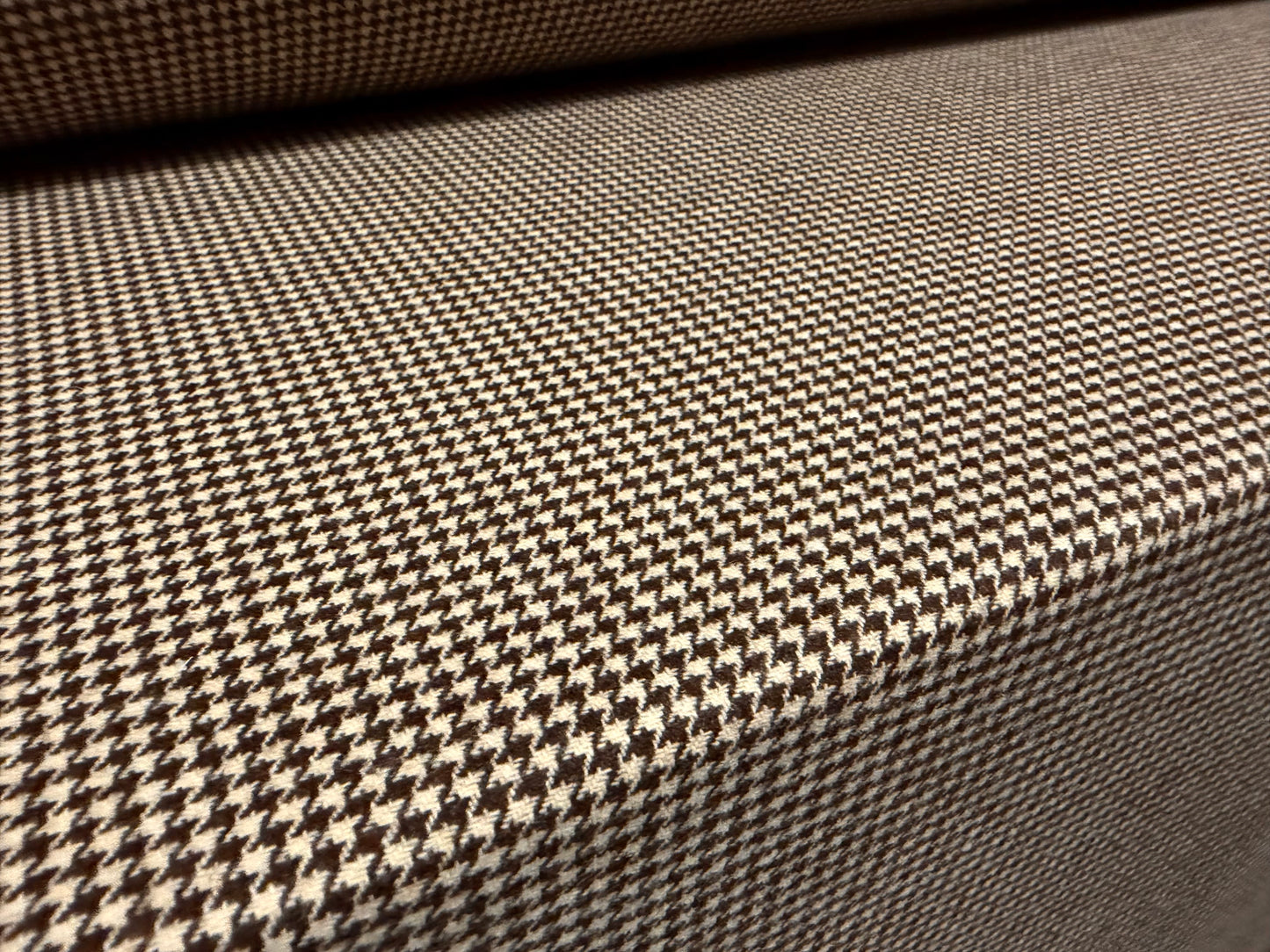 Wool flannel coat jacket fabric, per metre - puppytooth - brown & beige