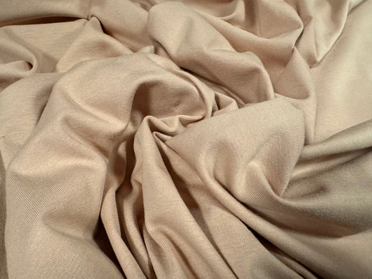 Cotton spandex stretch single jersey fabric, per metre - plain - nude