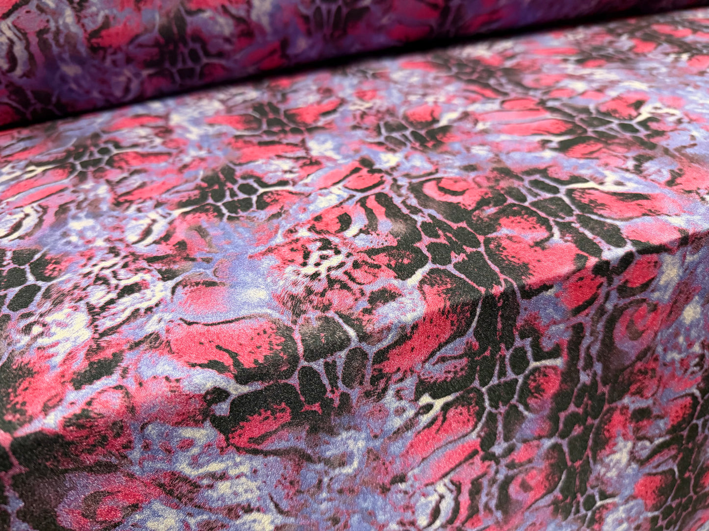 Swimwear stretch spandex jersey fabric, per metre - abstract print - purple & pink