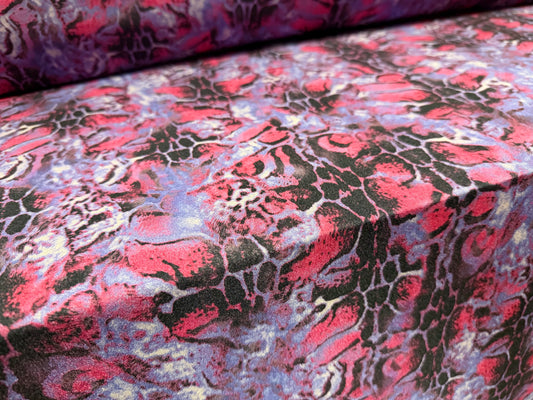 Swimwear stretch spandex jersey fabric, per metre - abstract print - purple & pink
