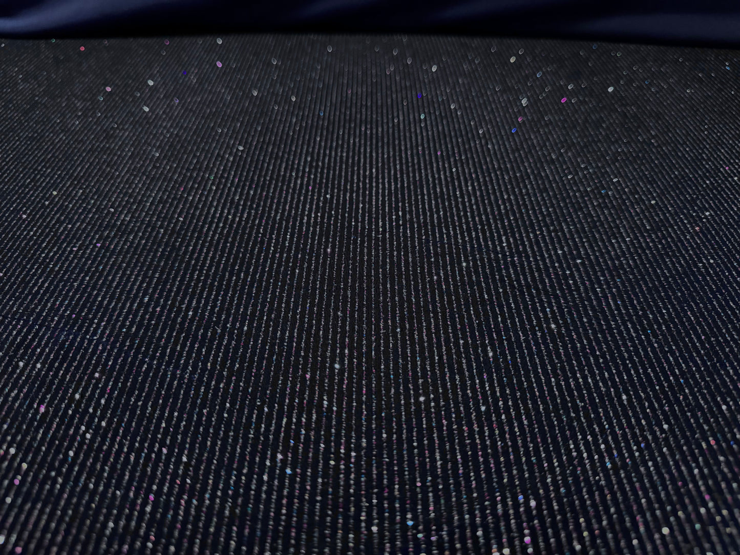 Couture Spandex velvet velour stretch fabric, per metre - glitter pinstripe - navy blue