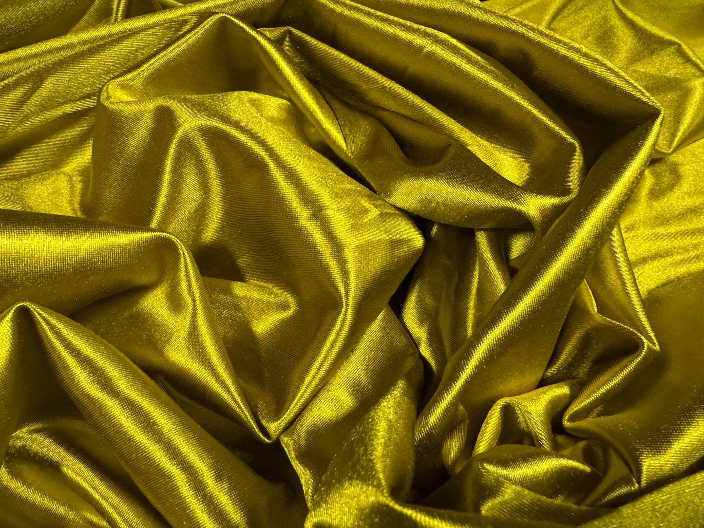 Stretch satin activewear jersey fabric, per metre - plain - mustard
