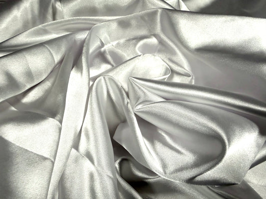 Silky Stretch charmeuse satin dress fabric, per metre - plain - white