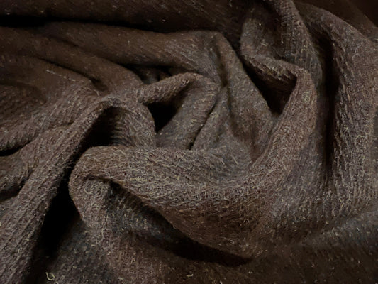 Wool blend twill coat jacket fabric, per metre - plain - chocolate brown