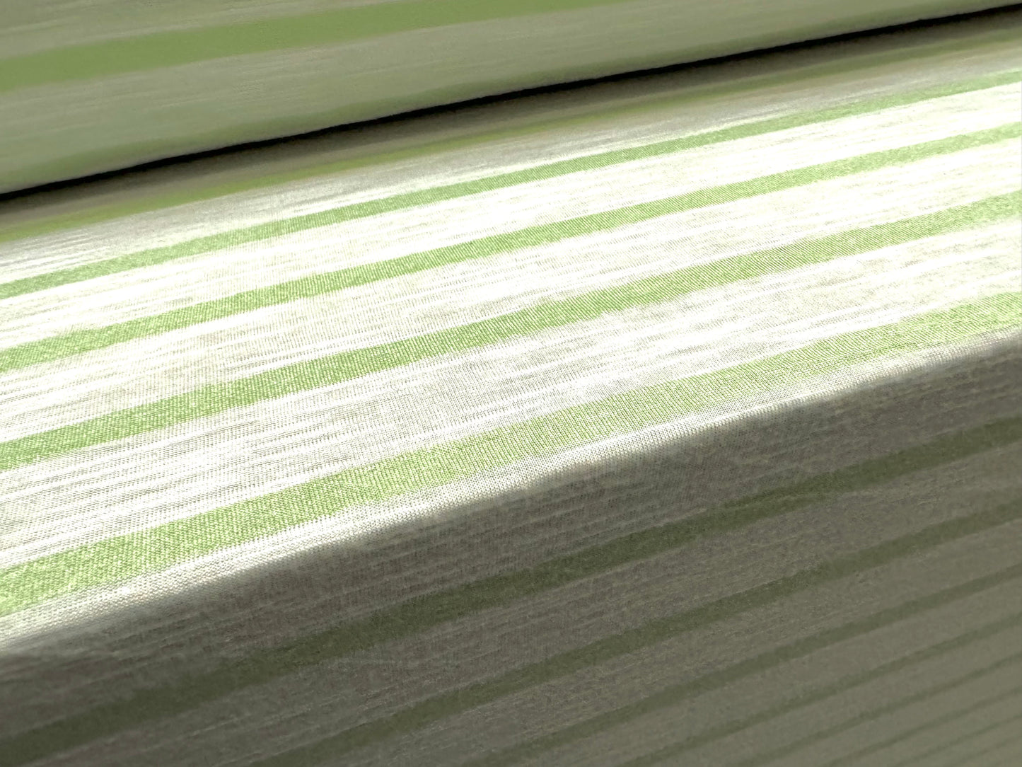 Lightweight slubbed single jersey fabric, per metre - stripe - mint & white