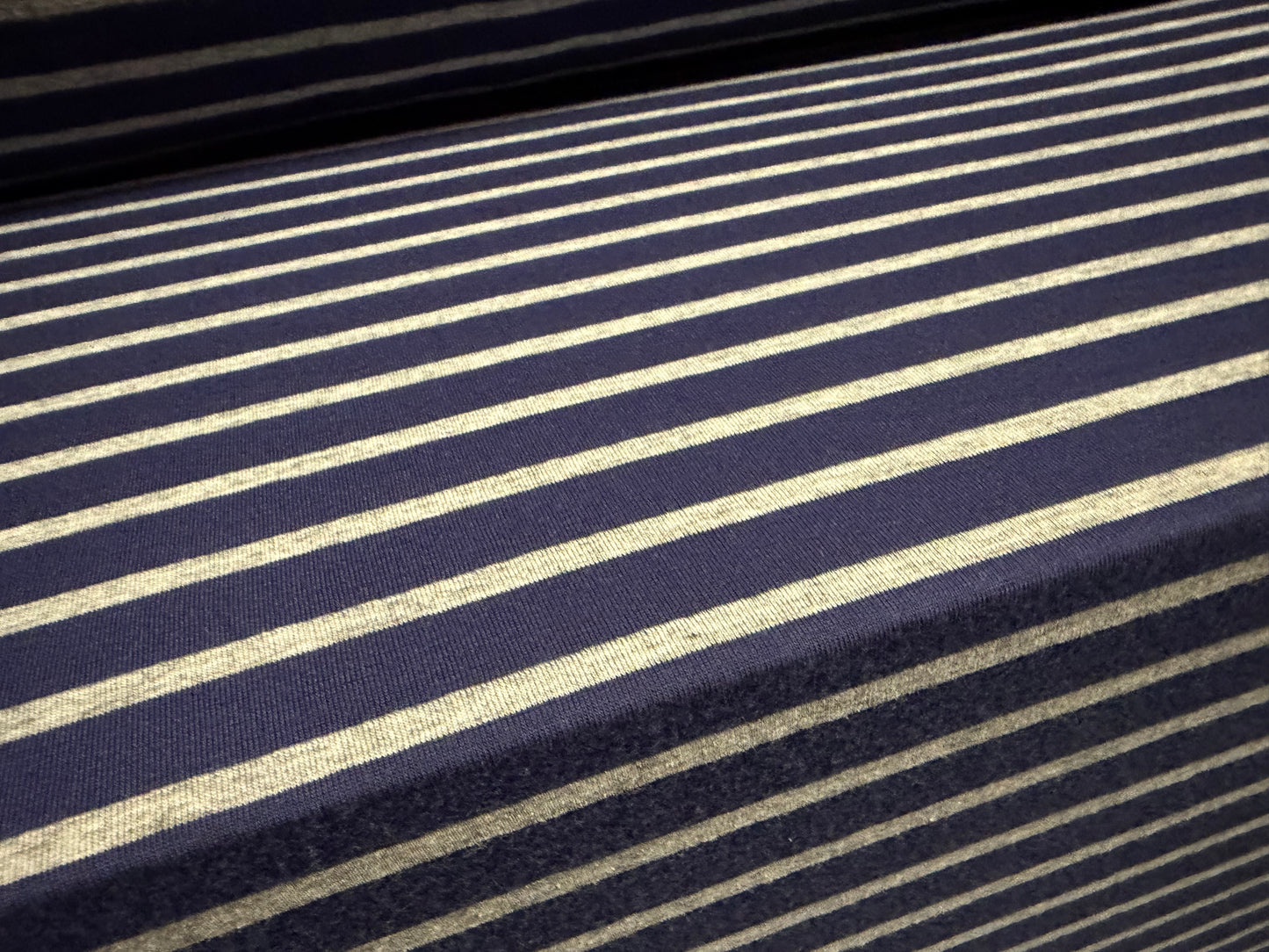 Viscose single jersey fashion fabric, per metre - stripe - Russian purple & grey marl