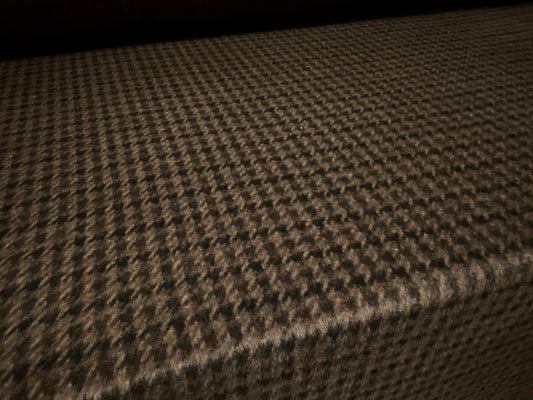 Wool faux fur fabric, per metre - houndstooth - dark brown