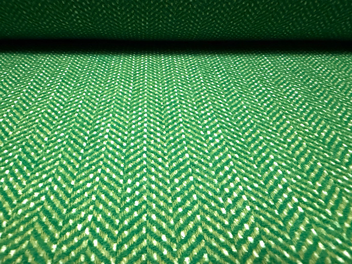 Heavyweight wool herringbone fabric, per metre - green