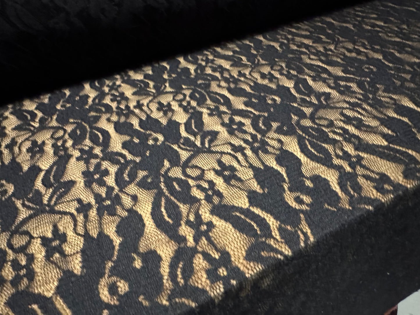 Stretch spandex lace fabric, per metre - floral - black