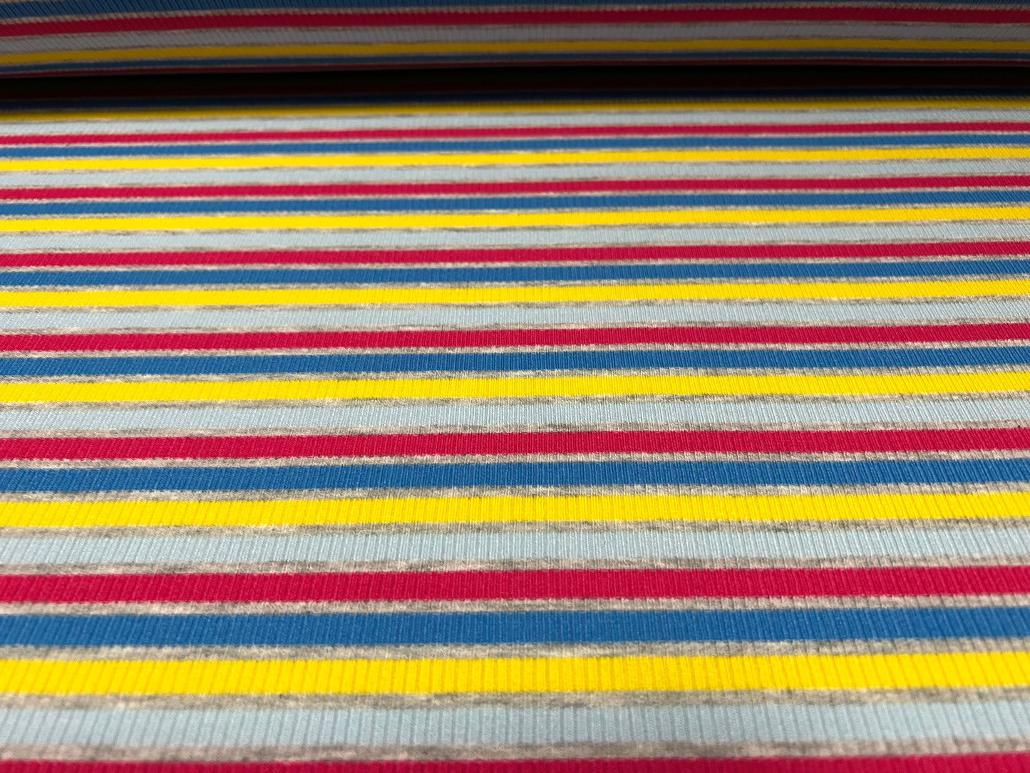 Stretch Spandex rib jersey fabric, per metre - smudge stripe - multicolour