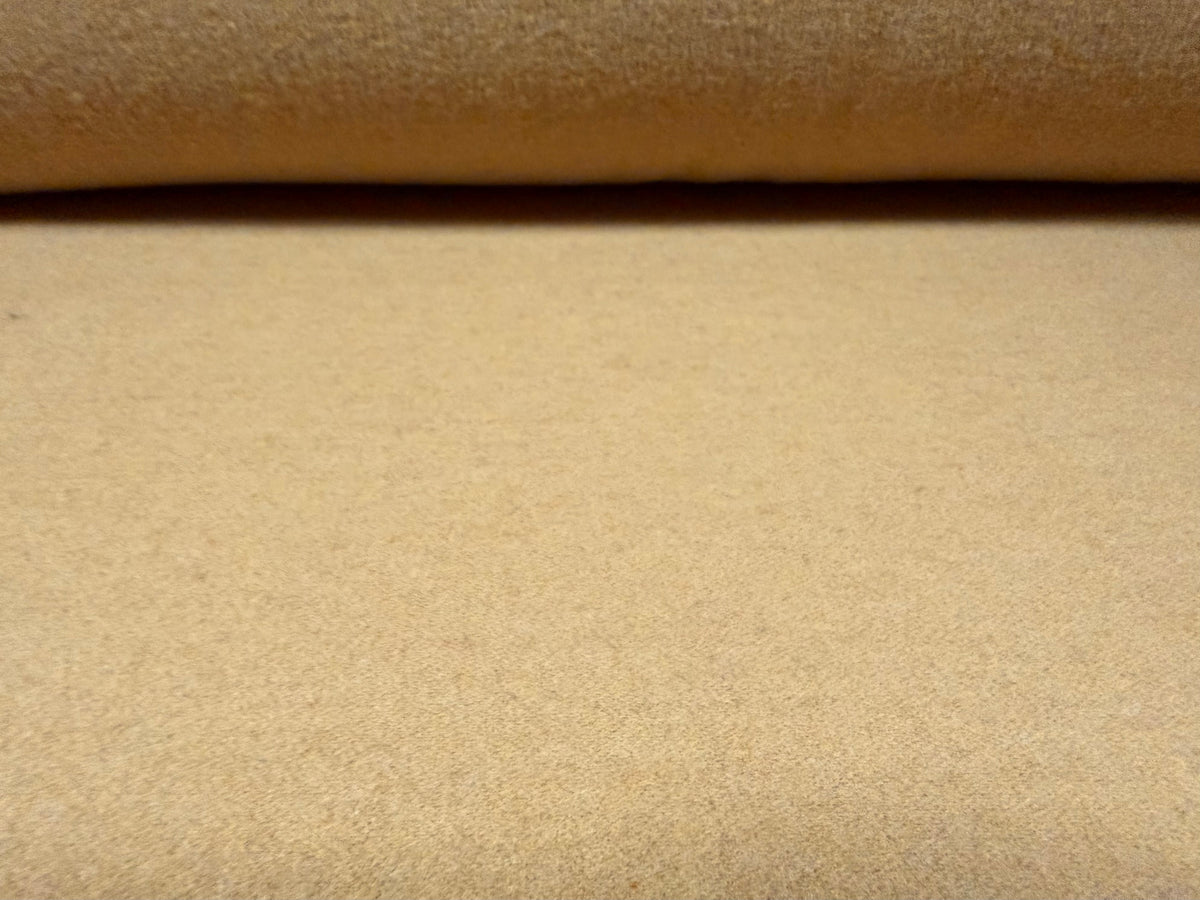 Tasseled wool flannel fabric, per metre - plain - 215 cms panel - camel