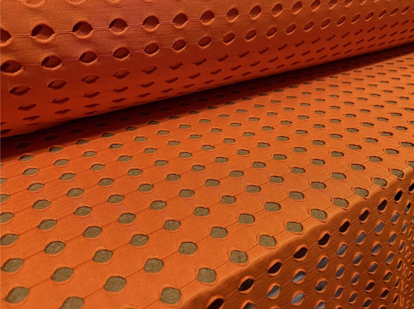 Stretch spandex jumbo fishnet mesh fabric, per metre - orange