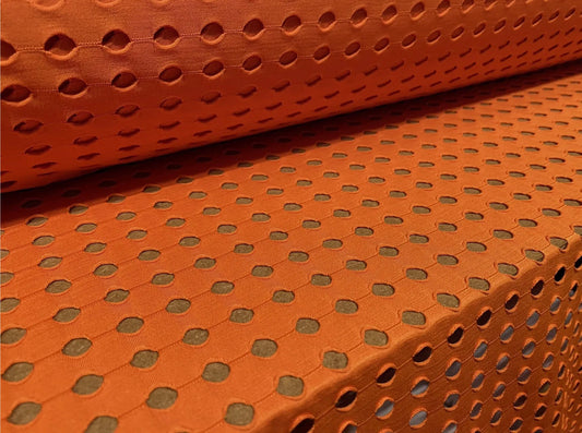 Stretch spandex jumbo fishnet mesh fabric, per metre - orange