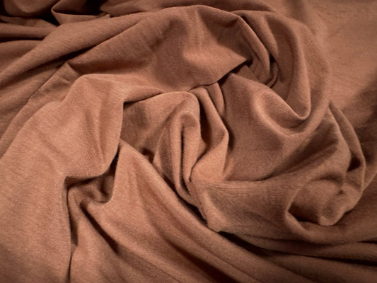 Powder touch spandex stretch jersey dress fabric, per metre - plain - Sienna brown