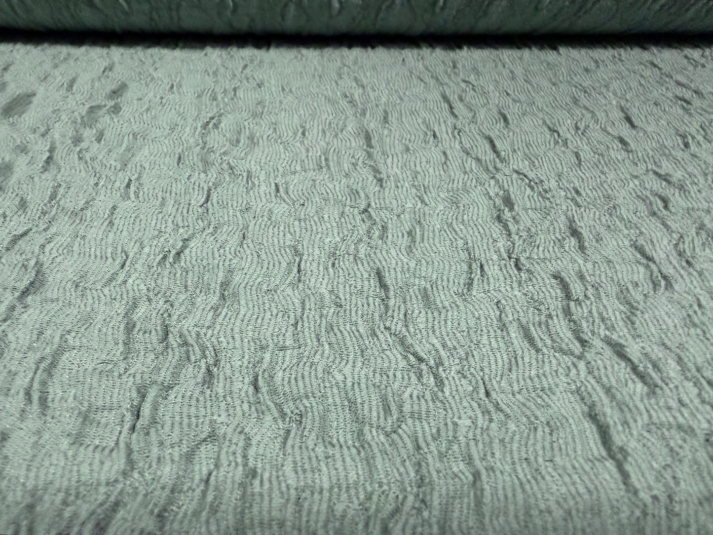 Blister jacquard stretch woven fabric, per metre - solid - duck egg