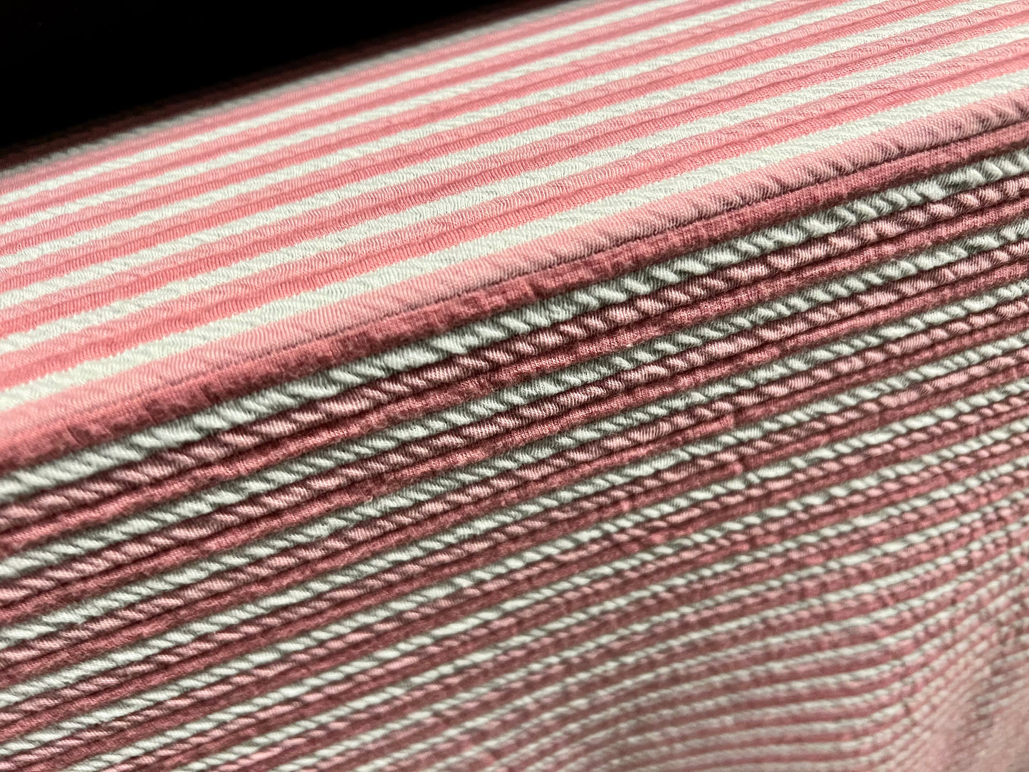 Stretch double jersey knitwear fabric, per metre - stripe - pink & white