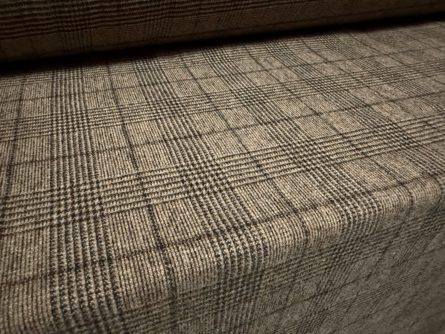 Wool flannel fabric, per metre - Prince Of Wales check - taupe