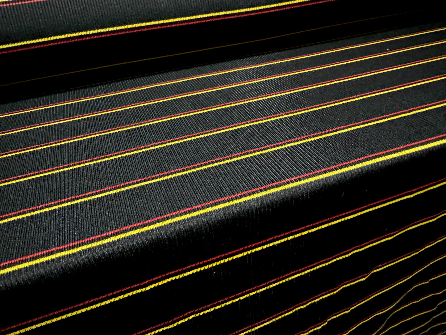 Stretch Spandex rib jersey fabric, per metre - pinstripe - black red & yellow