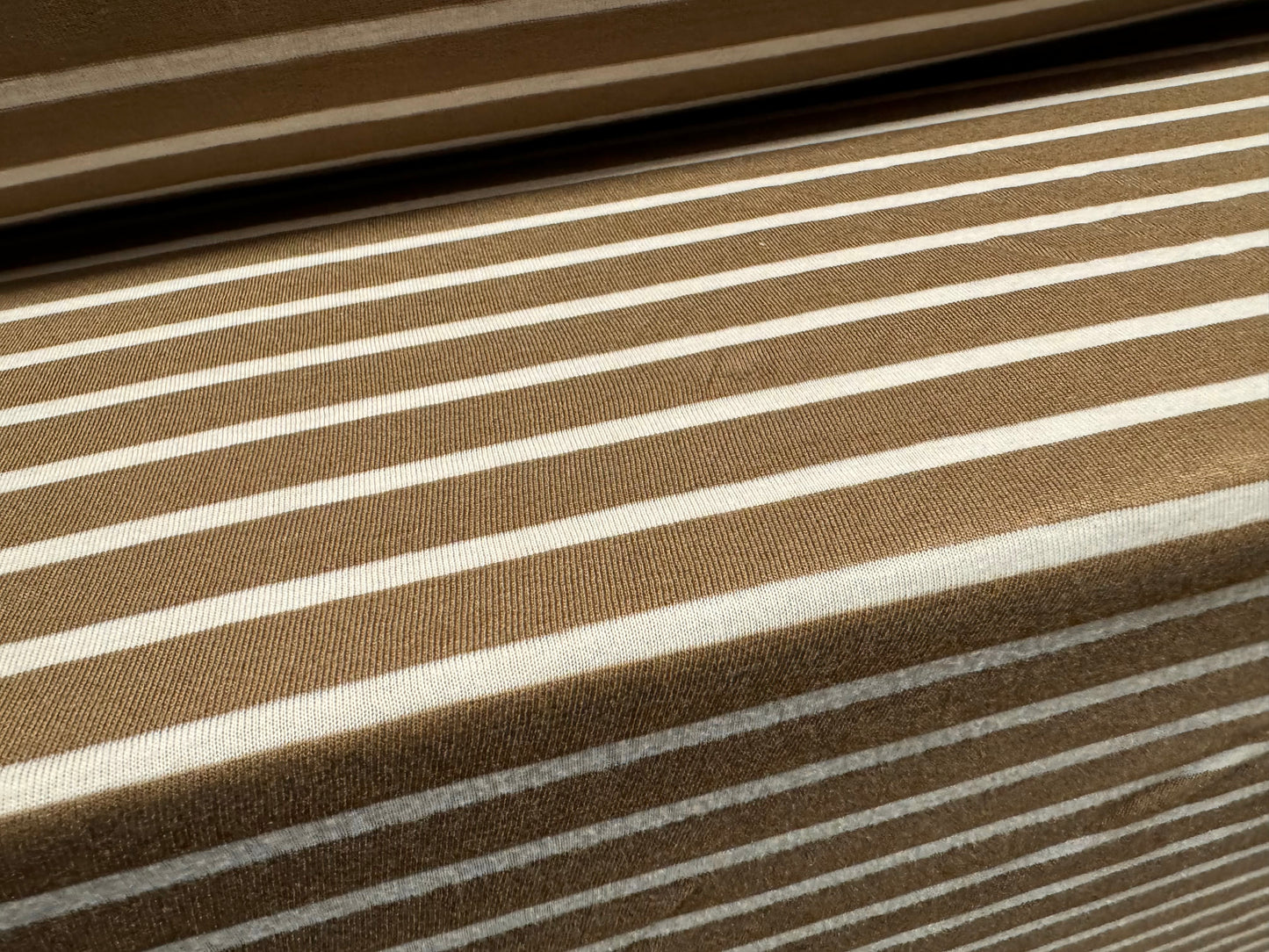 Viscose blend single jersey fabric, per metre - stripe - taupe & white