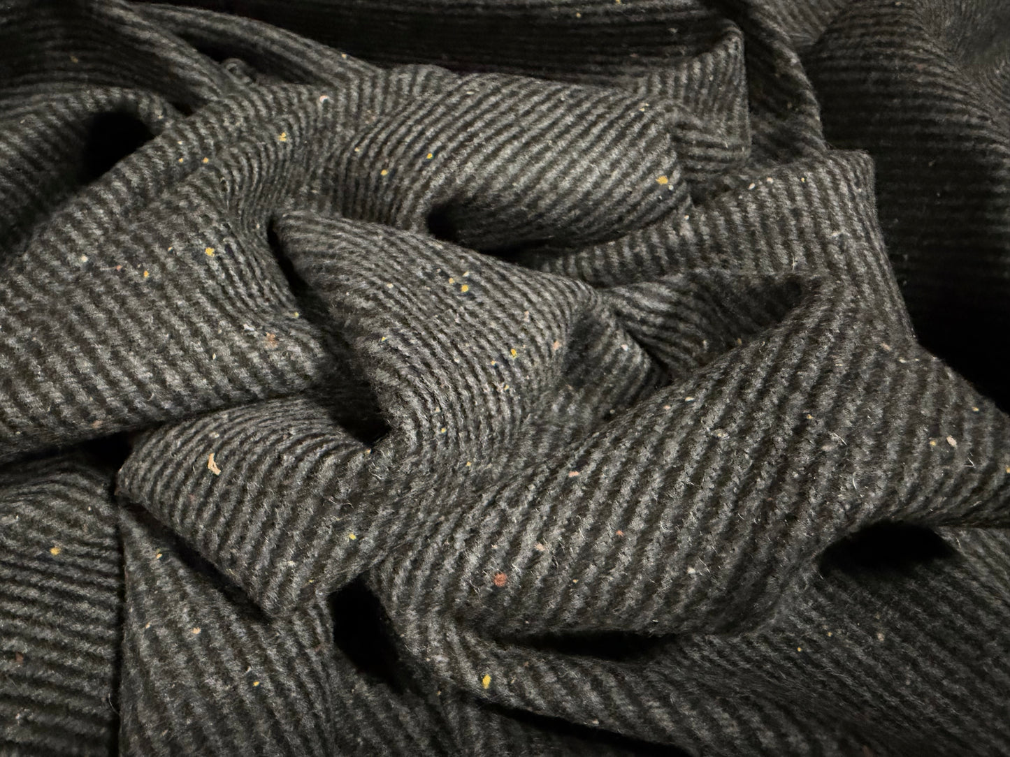 Heavyweight wool flannel fabric, per metre - flecked twill - grey