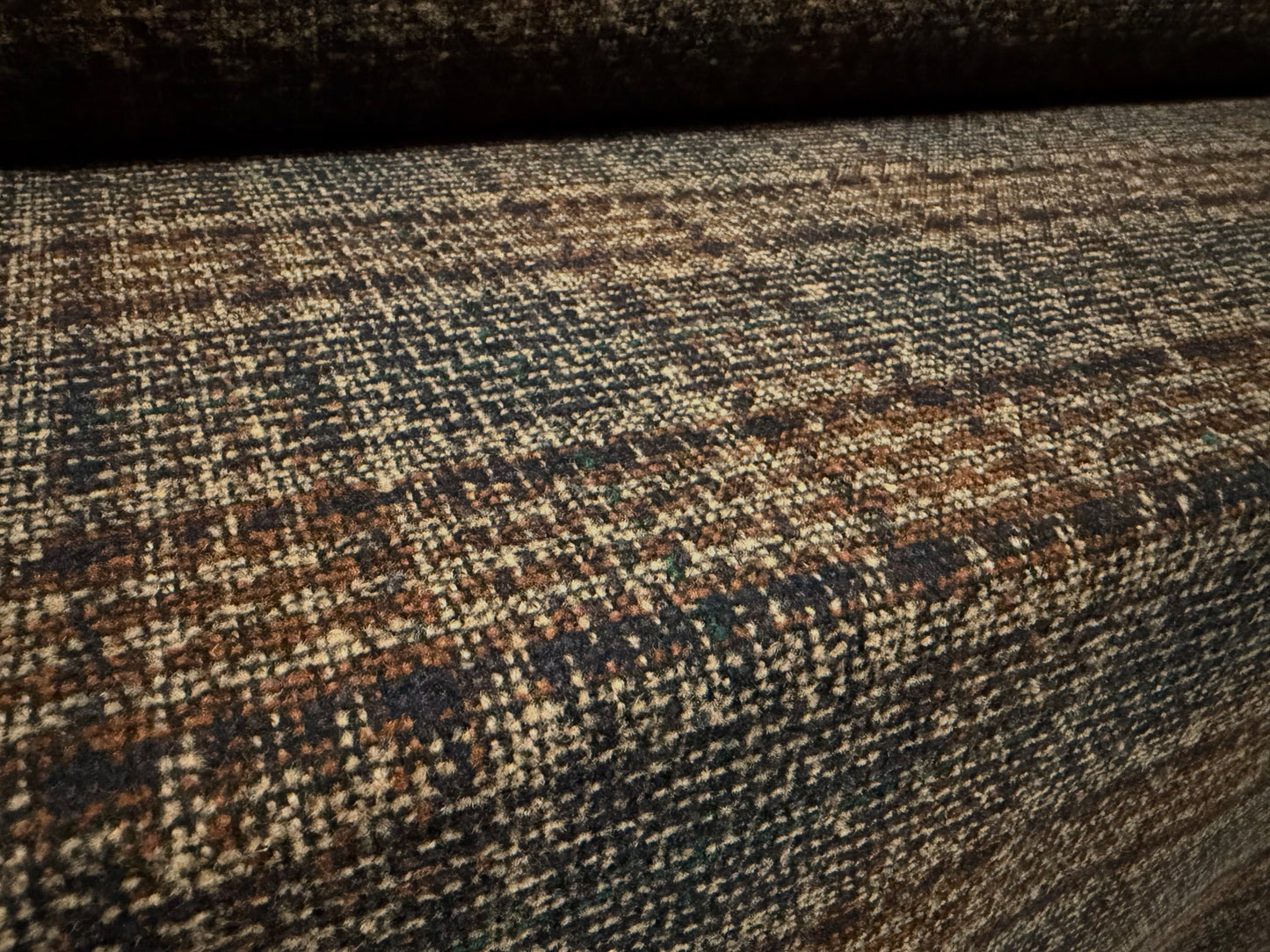 Heavyweight wool bouclé fabric, per metre - plaid check - brown & navy