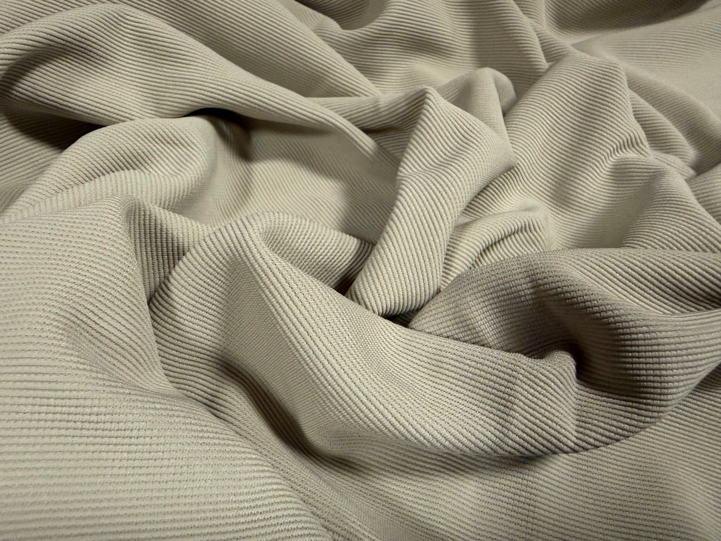 Fine ottoman rib stretch double jersey fabric , per metre - plain - limestone