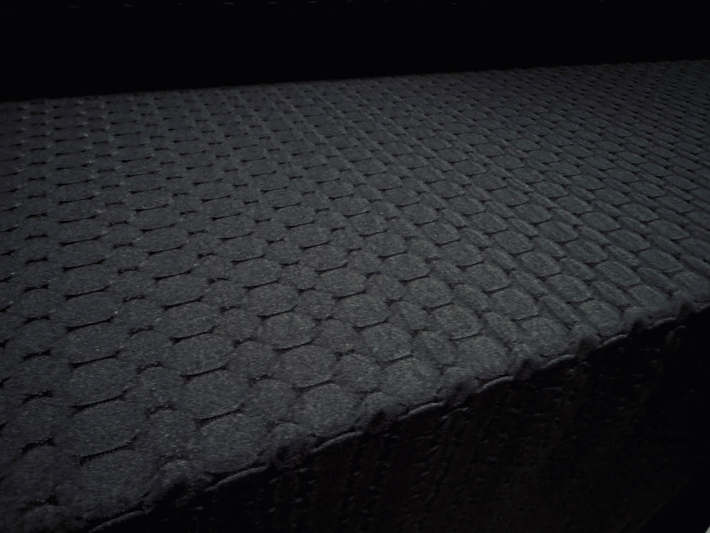 Hexagon jacquard double jersey spandex stretch fabric, per metre - black
