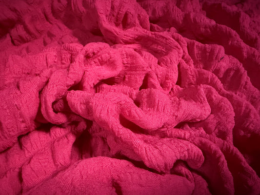 Stretch popcorn bubble jacquard fabric, per metre - cerise pink