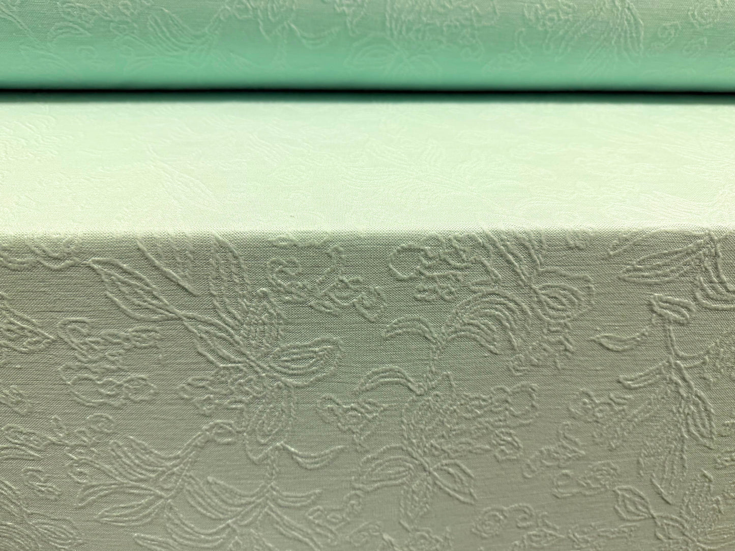 Stretch spandex leaf jacquard jersey fabric, per metre - Aqua
