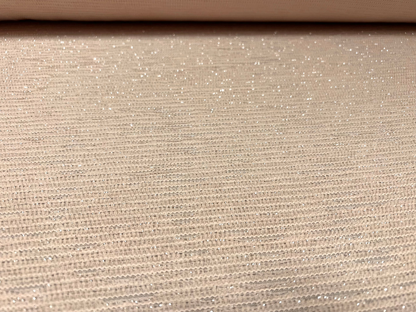 Metallic pleated jersey fabric, per metre - lurex sparkle - skin tone & silver