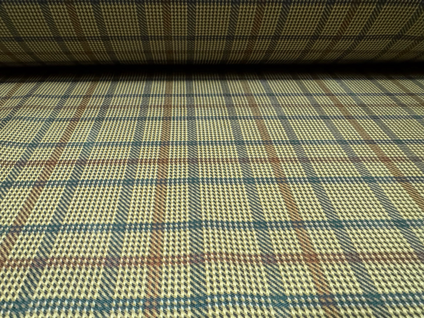 Double jersey upholstery fabric, per metre - British plaid - antique sage