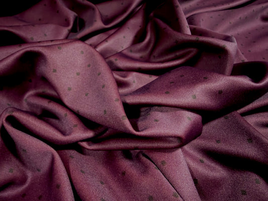 Scuba Stretch Double Jersey Fabric, Per Metre - Squares Dots Print - Plum