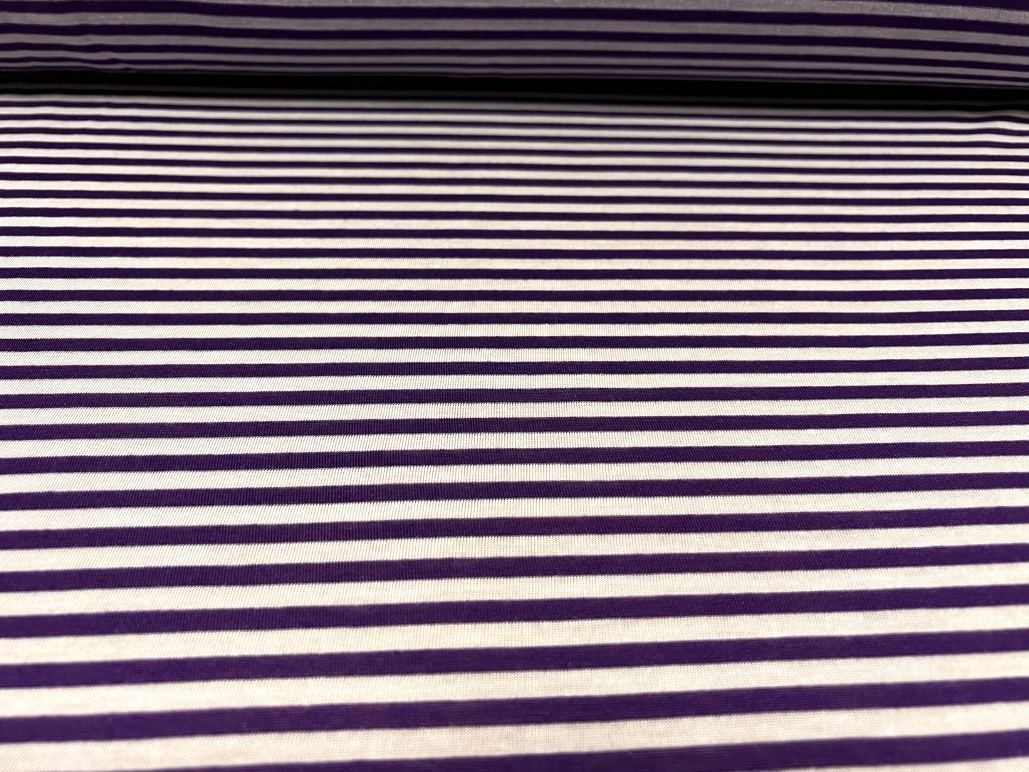 Viscose blend single jersey fabric, per metre - stripe - purple & white