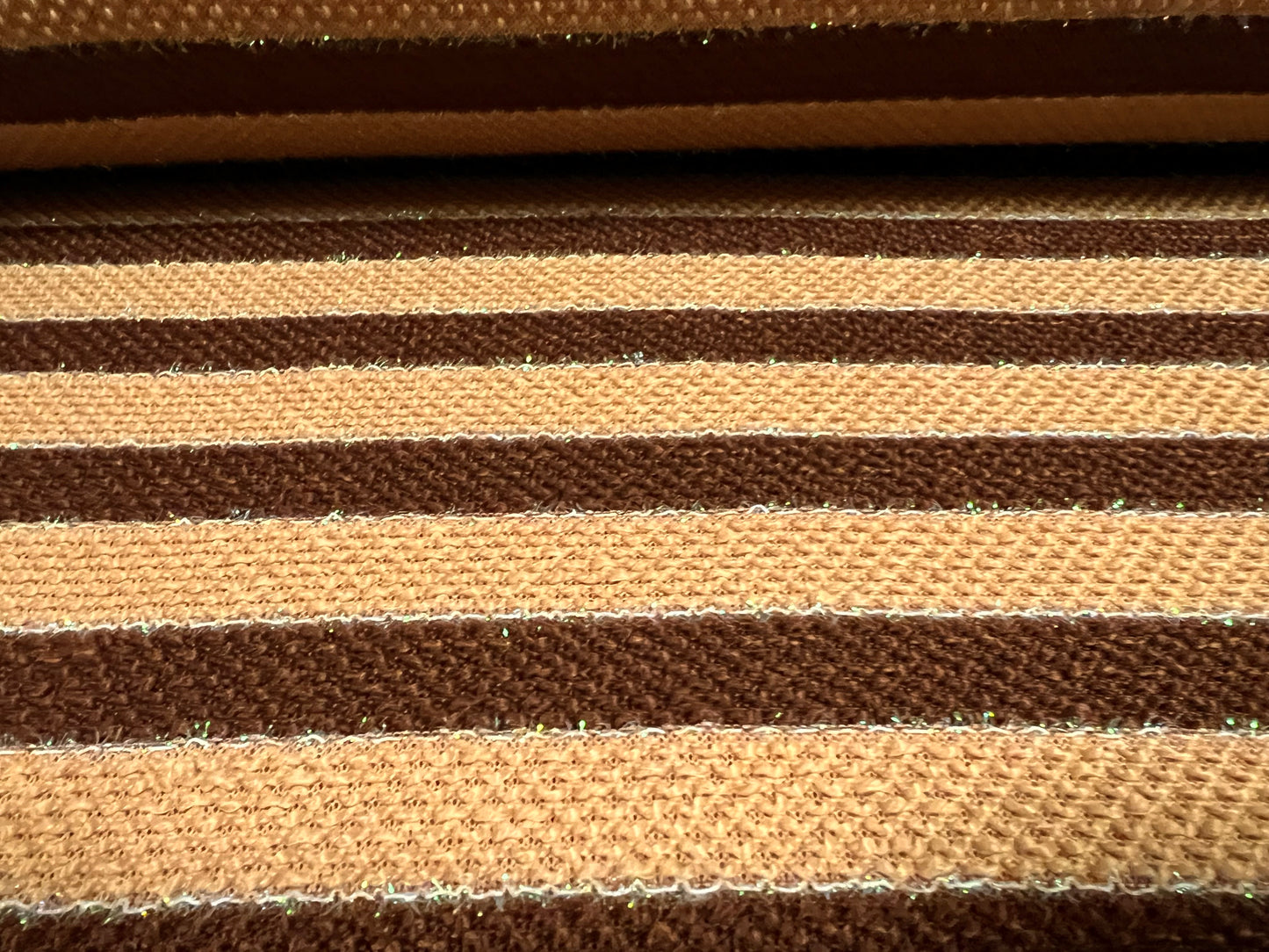 Metallic bouclé knitwear fabric with lurex, per metre - stripe - bronze & camel