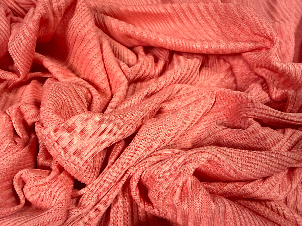 Variated stretch spandex ribbed jersey fabric, per metre - pink