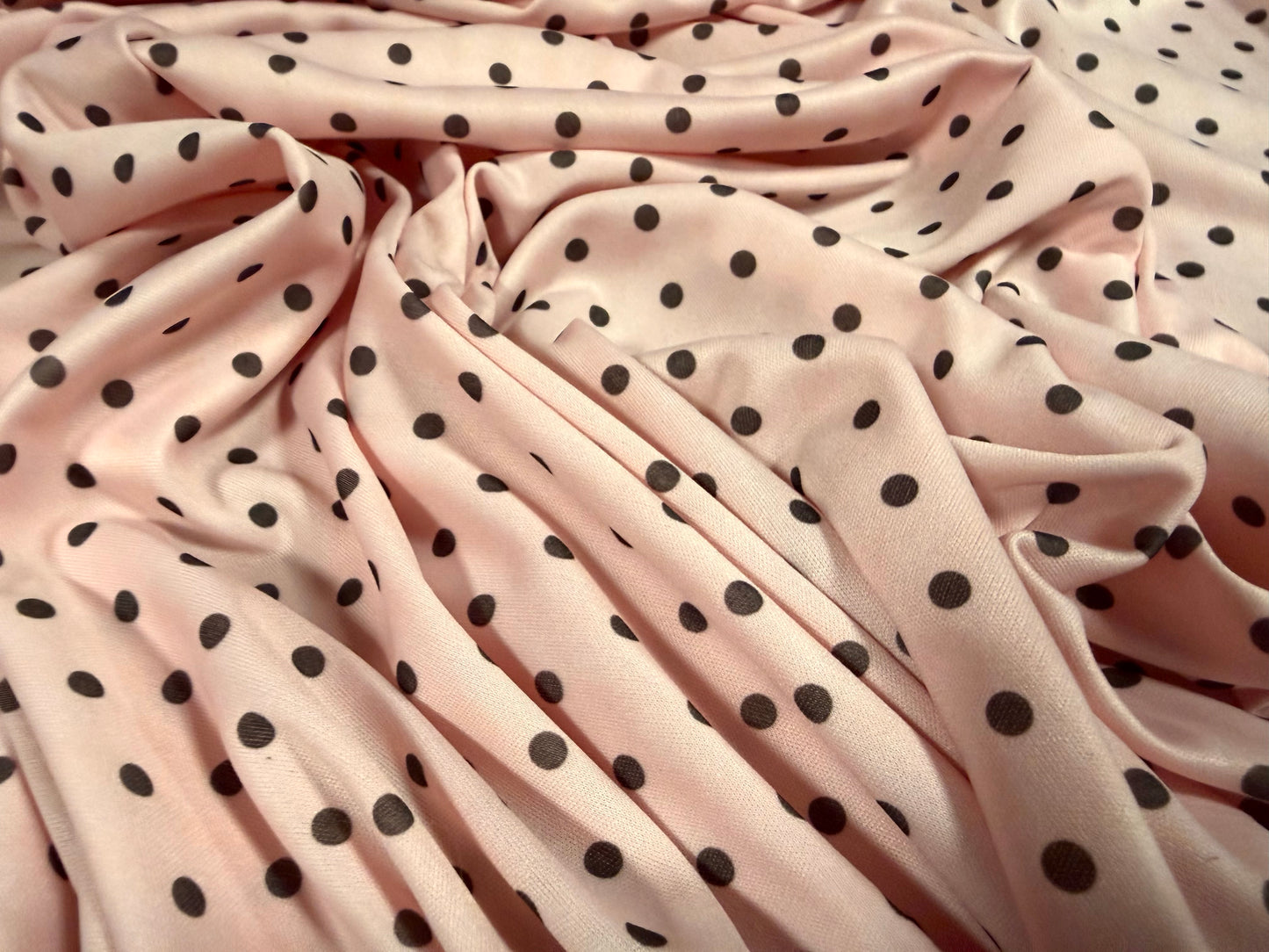 Single jersey fashion fabric, per metre - spot print - baby pink